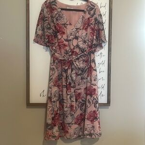 LOFT Floral Peony Wrap Dress L